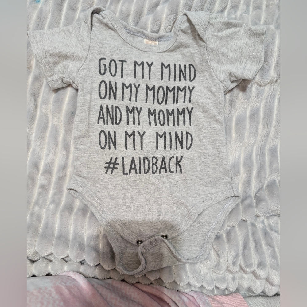 Gray Baby Onesie with Fun Text